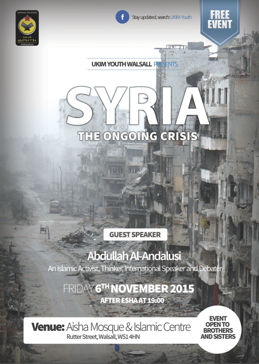 Event: Syria: The Ongoing Crisis [6th November 2015, Walsall,&nbsp;UK]