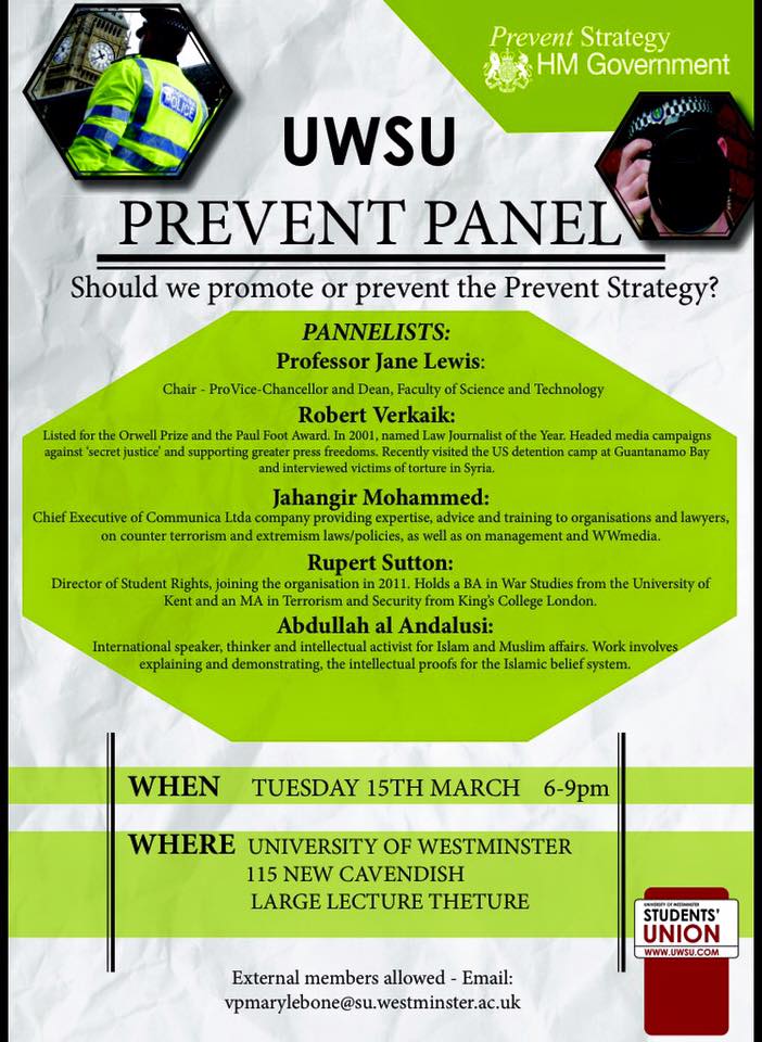 Debate Event: “Should We Promote Or Prevent The Prevent Strategy?” (14th March 2016, University of Westminster,&nbsp;UK)